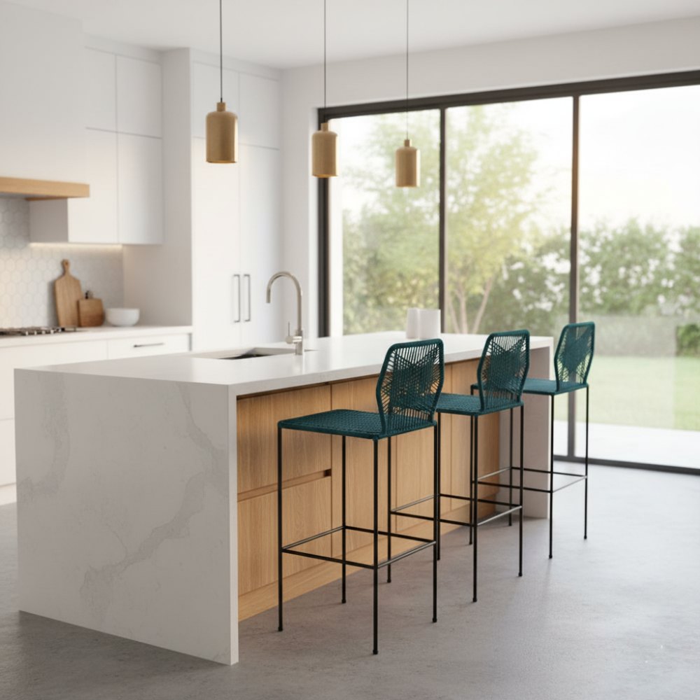 Chaise de bar design en nylon Bleu Lagon | Collection Sambava