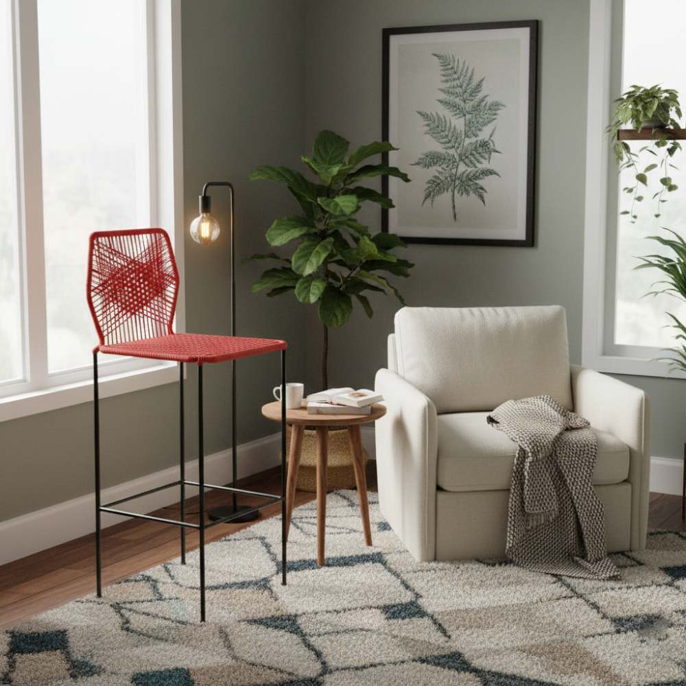 Chaise de bar design en nylon Rouge | Collection Sambava