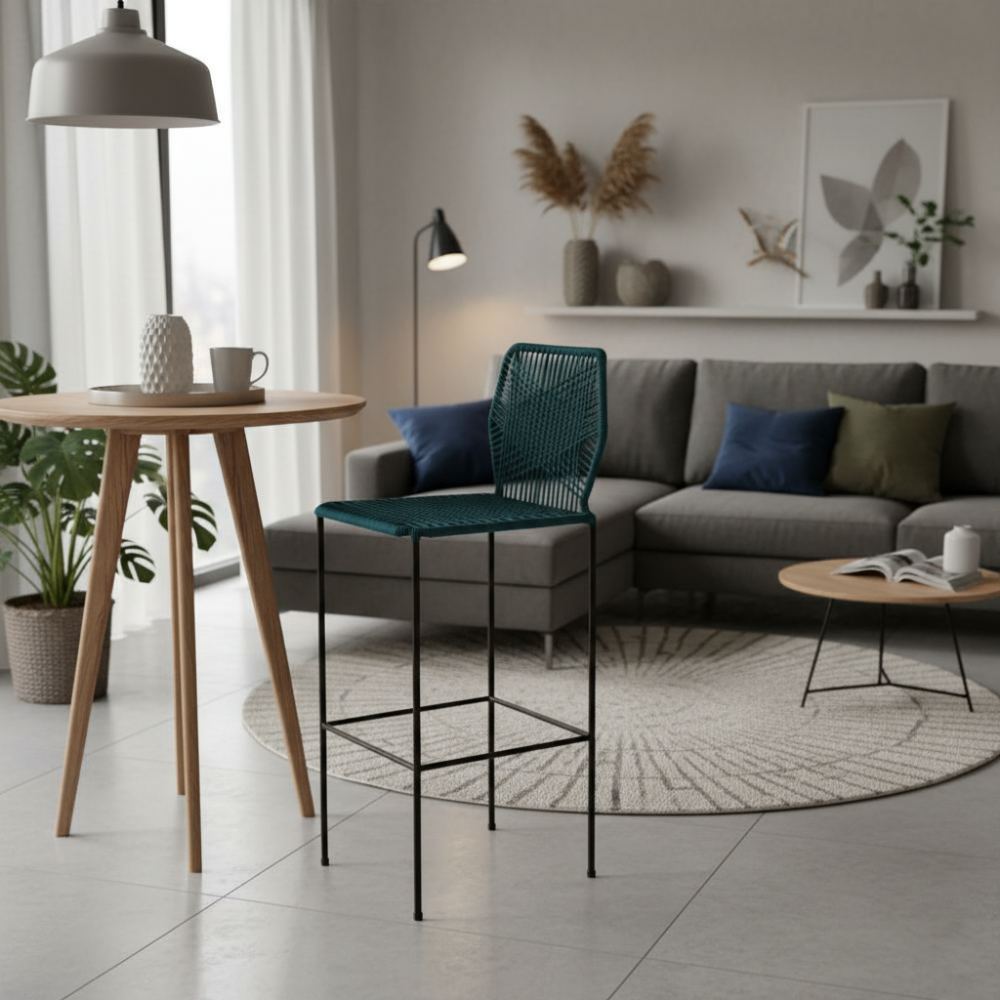 Chaise de bar design en nylon Bleu Lagon | Collection Sambava