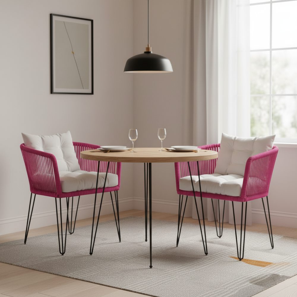 Chaise en corde tressée bohème Fuchsia | Collection MAJUNGA