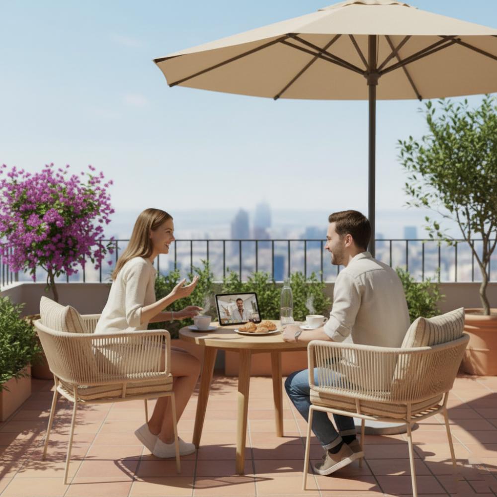 Chaise en corde tressée bohème intérieur-extérieur Beige | Collection ANAKAO