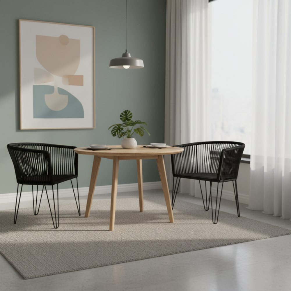 Chaise en corde tressée bohème Noir | Collection MAJUNGA