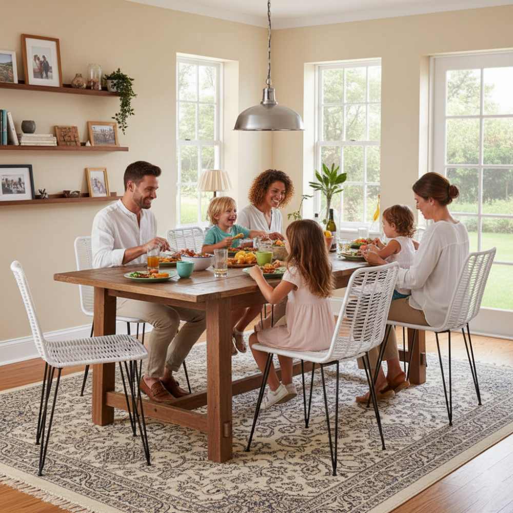 Chaise de salle à manger tressée Blanc | Collection AMBOSITRA