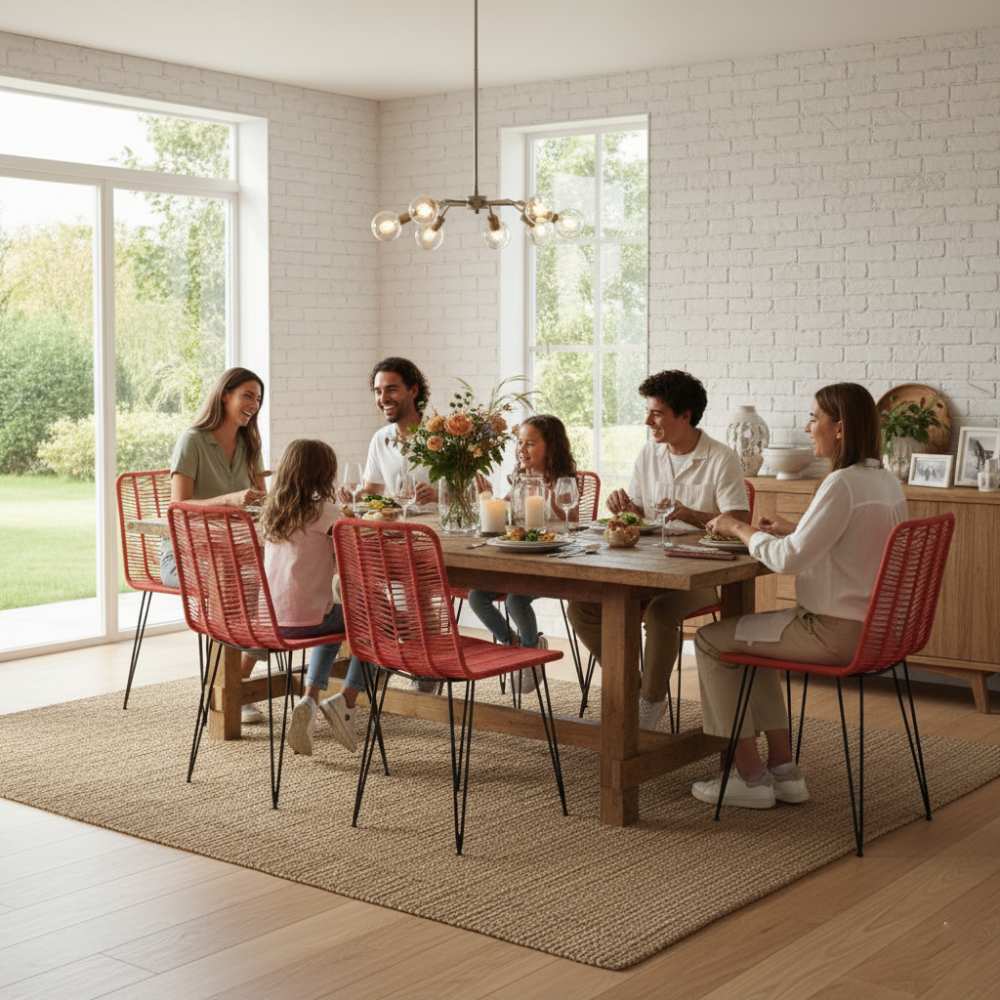 Chaise de salle à manger tressée Rouge | Collection AMBOSITRA