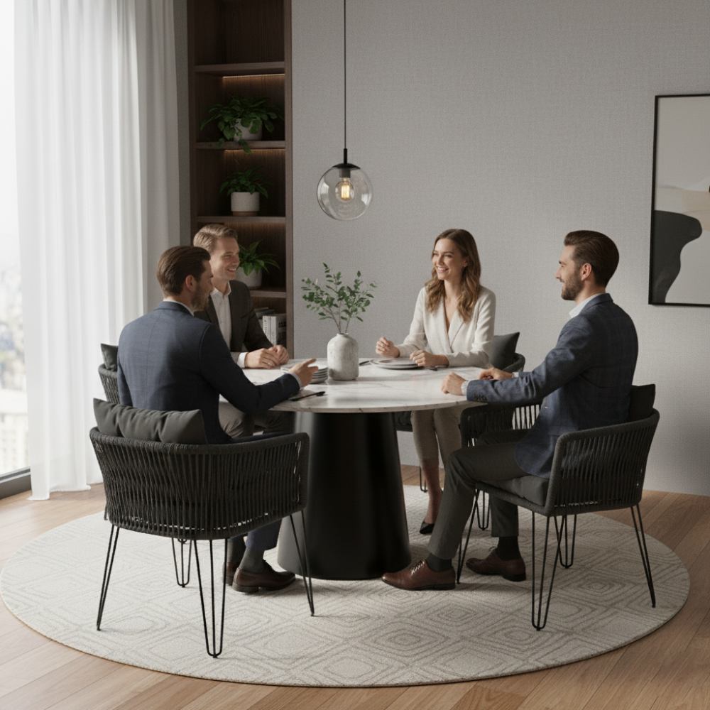 Chaise en corde tressée bohème Anthracite | Collection MAJUNGA