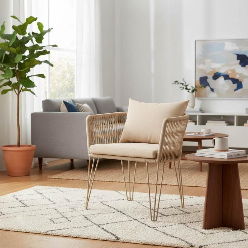 Chaise en corde tressée bohème Beige | Collection MAJUNGA