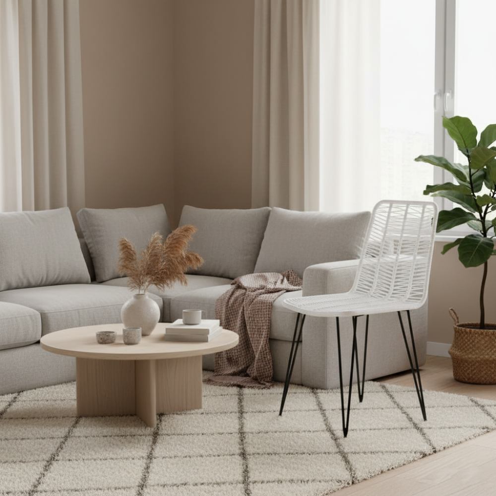 Chaise de salle à manger tressée Blanc | Collection AMBOSITRA