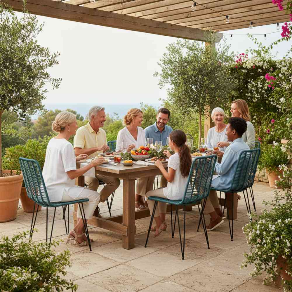 Chaise de salle à manger tressée Bleu Lagon | Collection AMBOSITRA