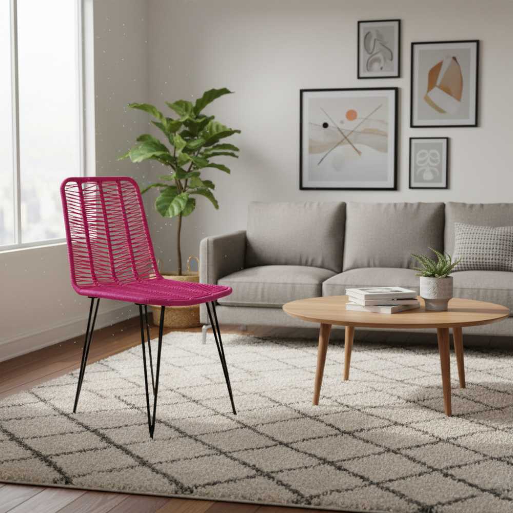 Chaise de salle à manger tressée Fuchsia | Collection AMBOSITRA
