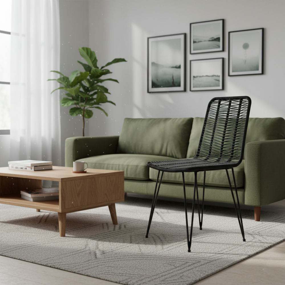 Chaise de salle à manger tressée Noir | Collection AMBOSITRA