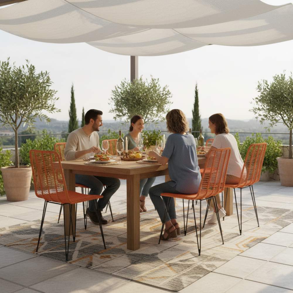 Chaise de salle à manger tressée Orange | Collection AMBOSITRA