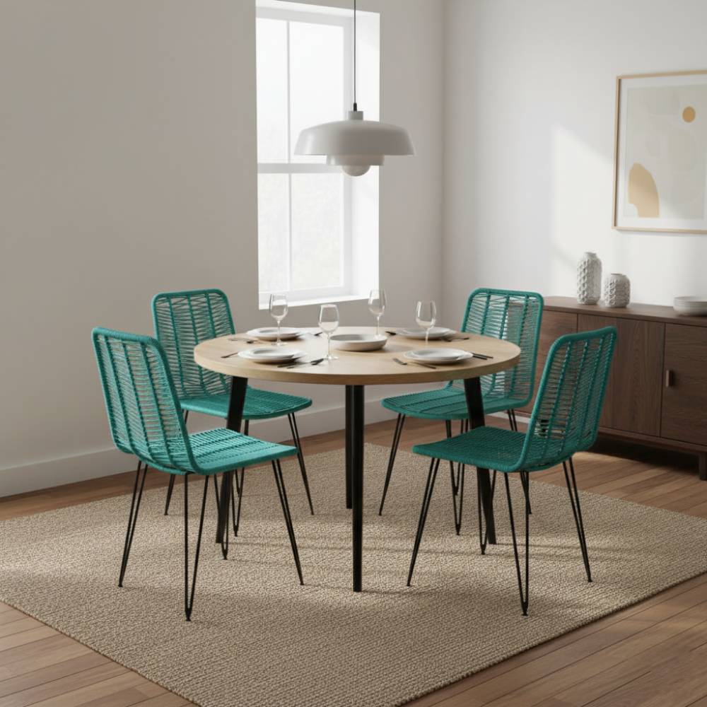Chaise de salle à manger tressée Turquoise | Collection AMBOSITRA