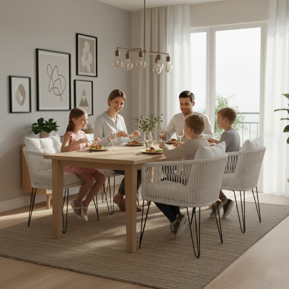 Chaise en corde tressée bohème Blanc | Collection MAJUNGA