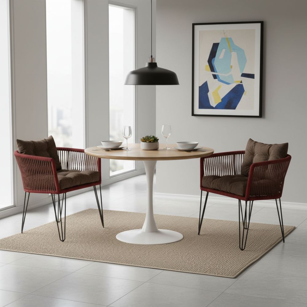 Chaise en corde tressée bohème Rouge | Collection MAJUNGA