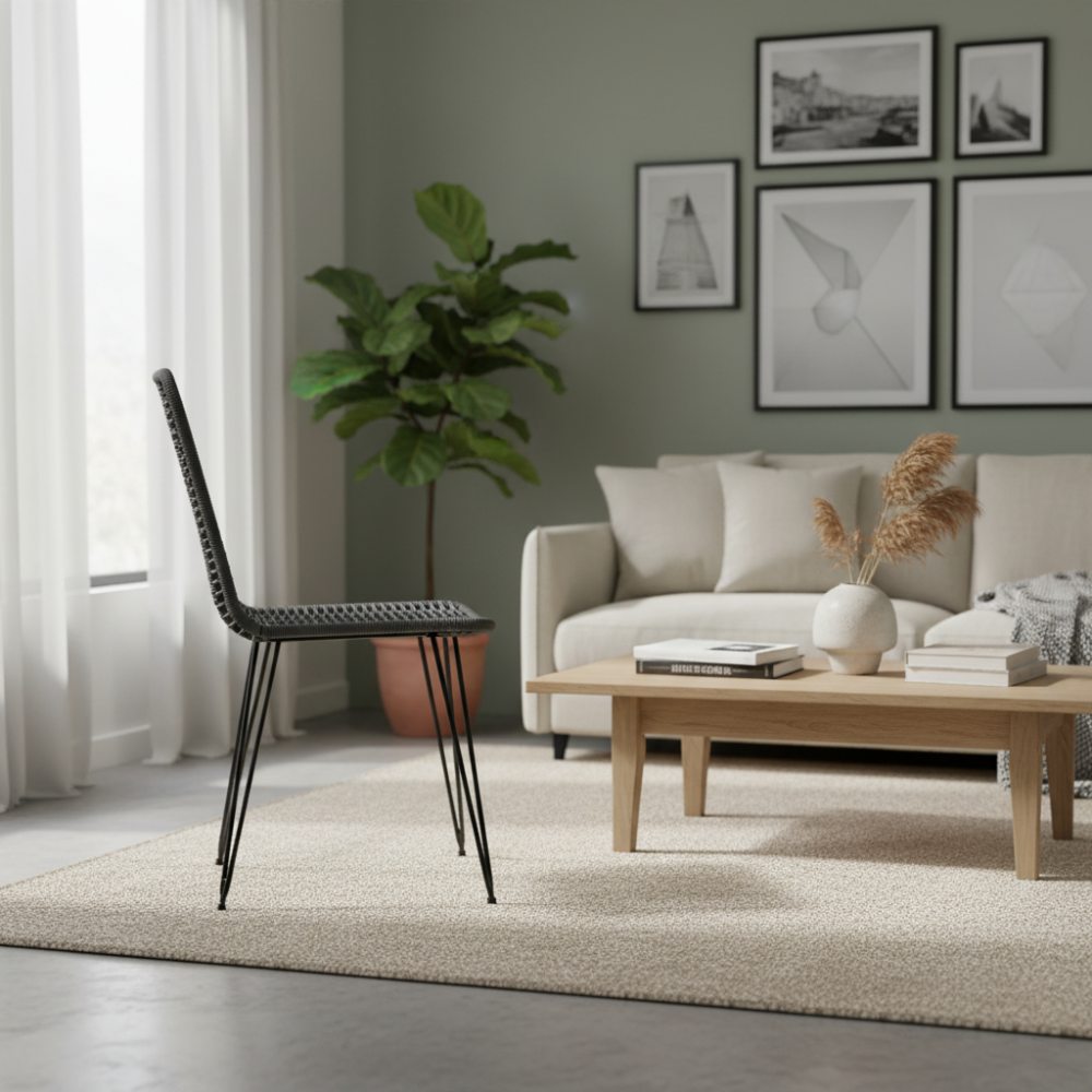 Chaise de salle à manger tressée Anthracite | Collection AMBOSITRA