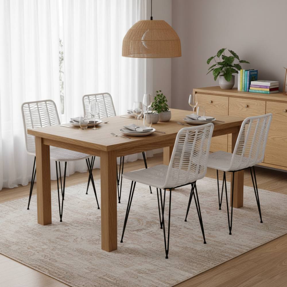 Chaise de salle à manger tressée Blanc | Collection AMBOSITRA