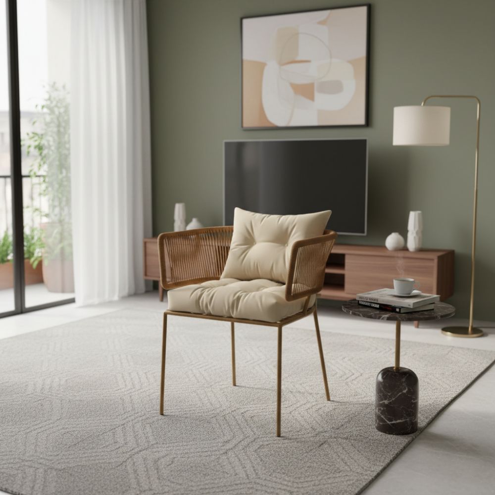 Chaise en corde tressée bohème intérieur-extérieur Cannelle | Collection ANAKAO