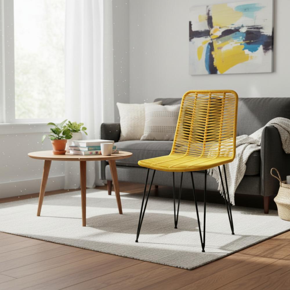 Chaise de salle à manger tressée Jaune | Collection AMBOSITRA