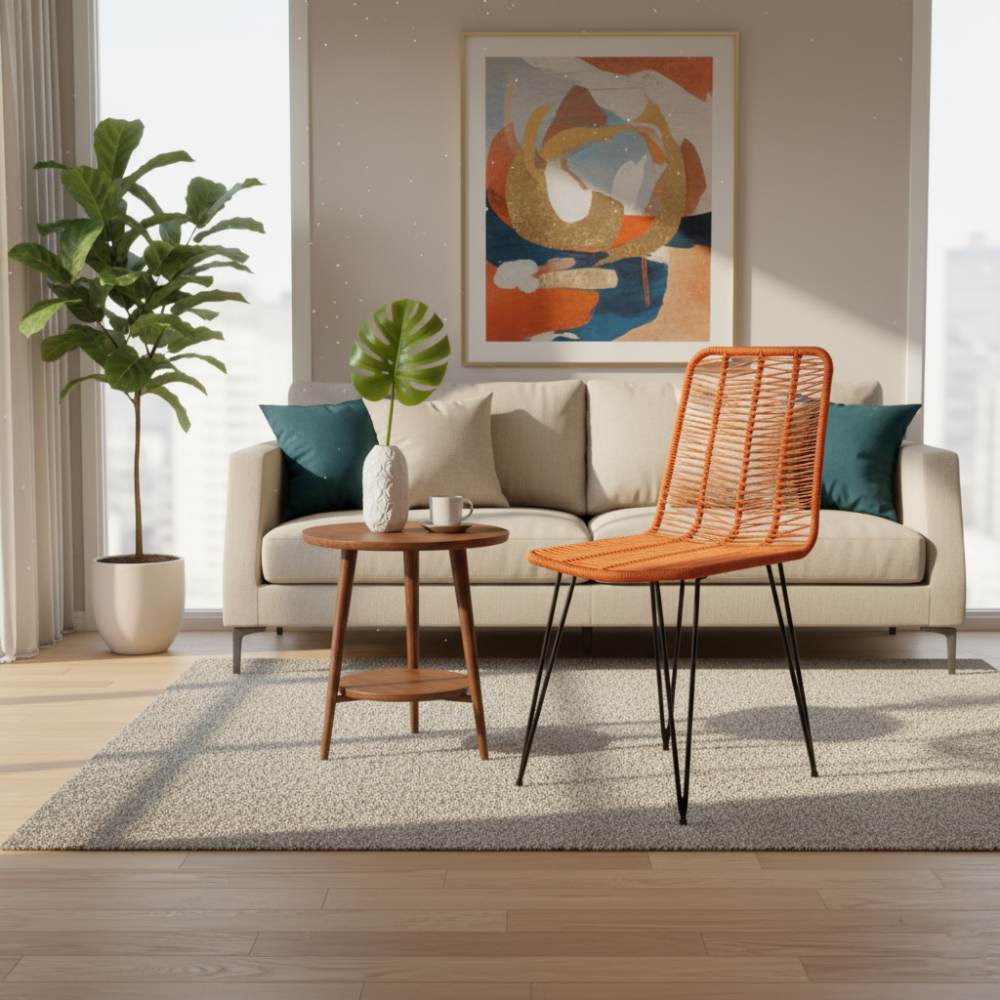 Chaise de salle à manger tressée Orange | Collection AMBOSITRA