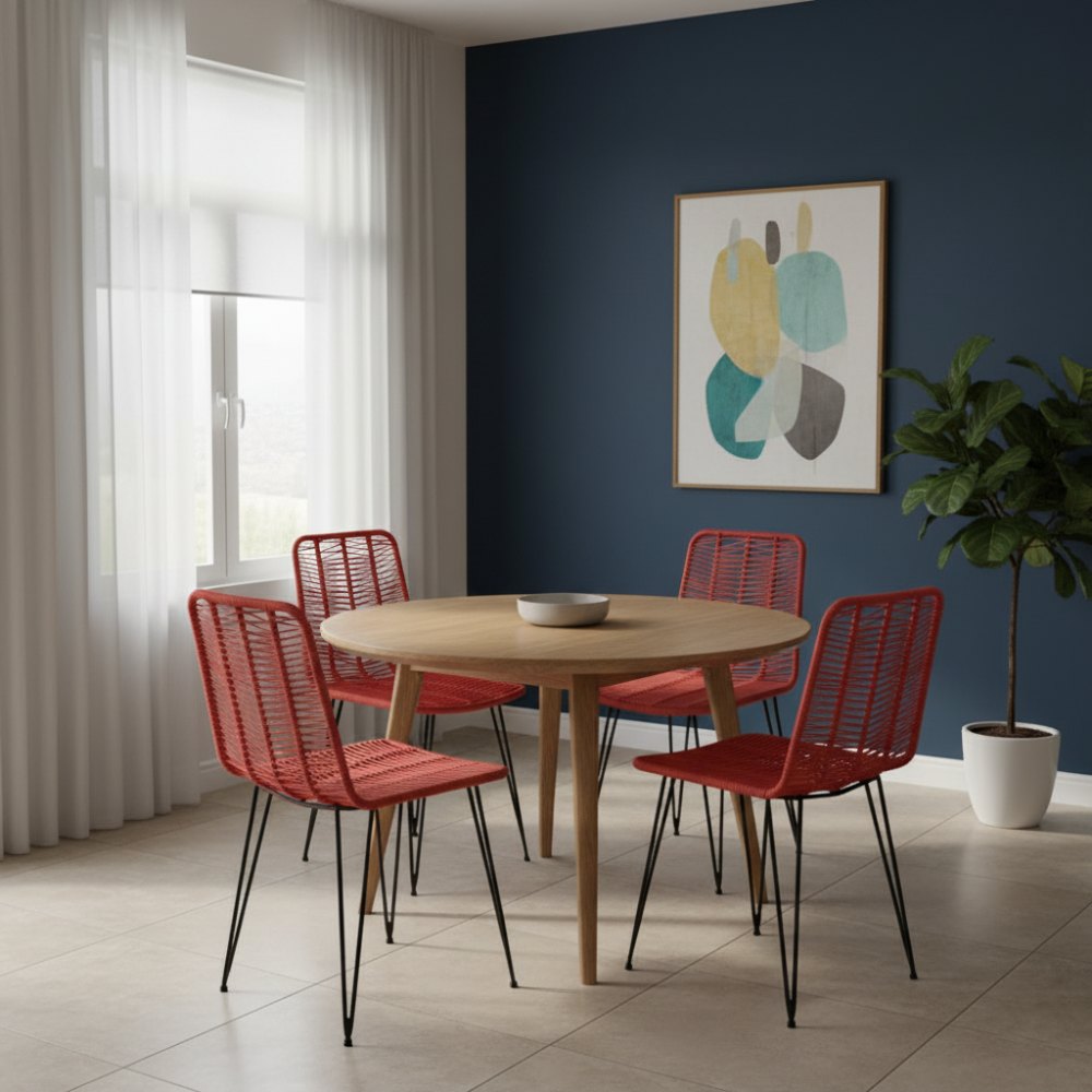 Chaise de salle à manger tressée Rouge | Collection AMBOSITRA