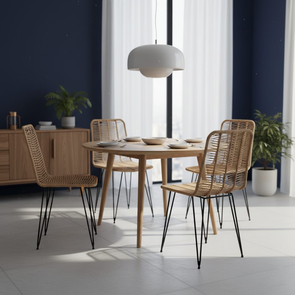 Chaise de salle à manger tressée Sable | Collection AMBOSITRA