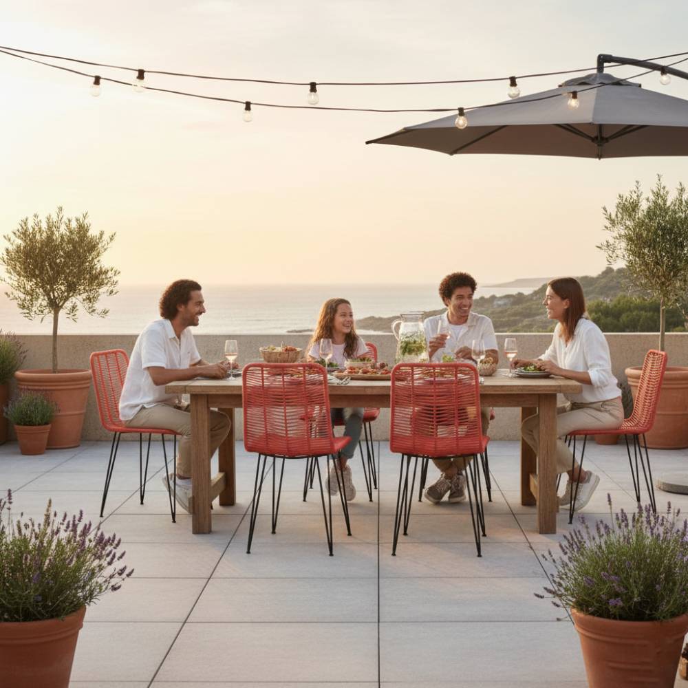 Chaise de salle à manger tressée Rouge | Collection AMBOSITRA