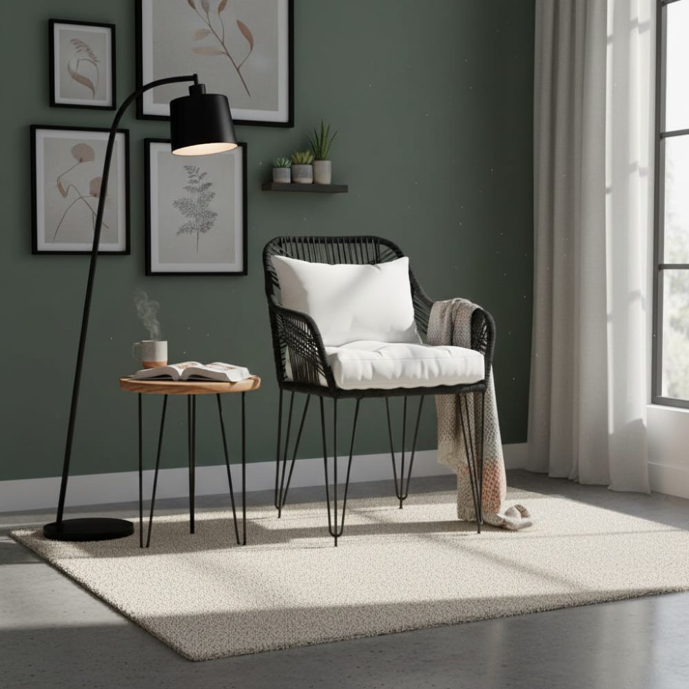 Chaise de salon bohème Noir | Collection SAMBAVA