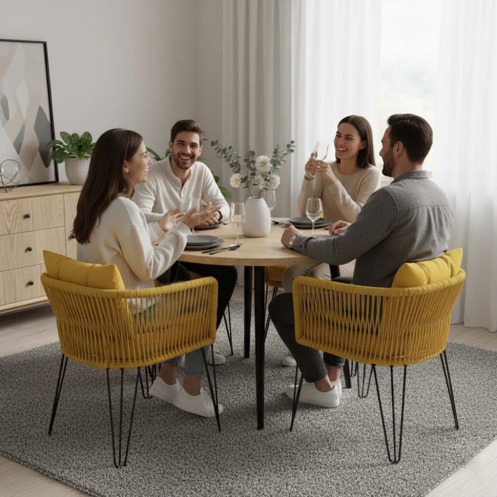 Chaise en corde tressée bohème Jaune | Collection MAJUNGA