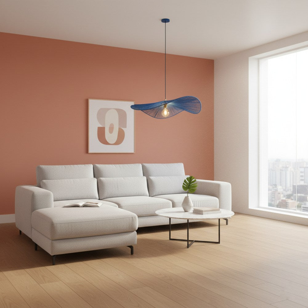 Suspension en corde naturelle bohème chic Bleu Roi | Collection MANAKARA