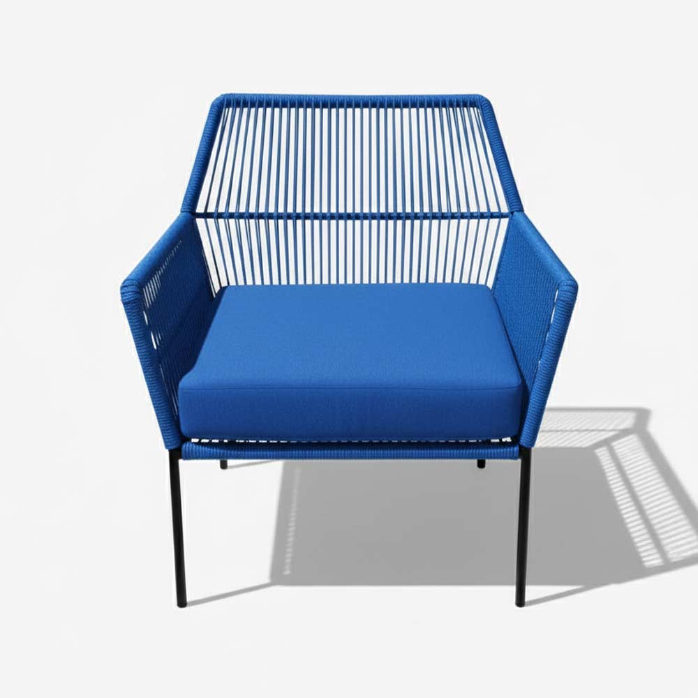 Fauteuil en corde tressée bohème Bleu Roi | Collection TANA