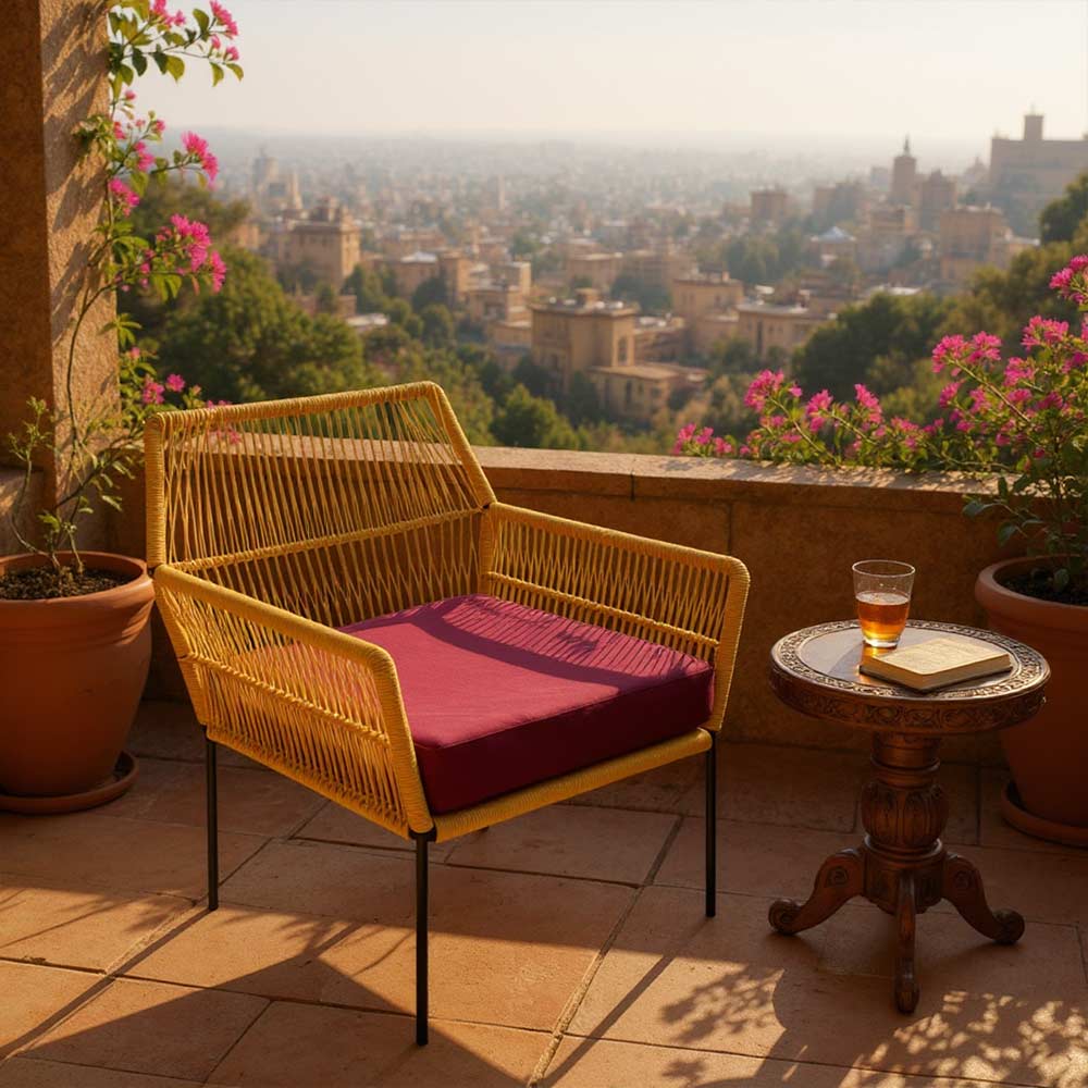 Fauteuil en corde tressée bohème Miel | Collection TANA