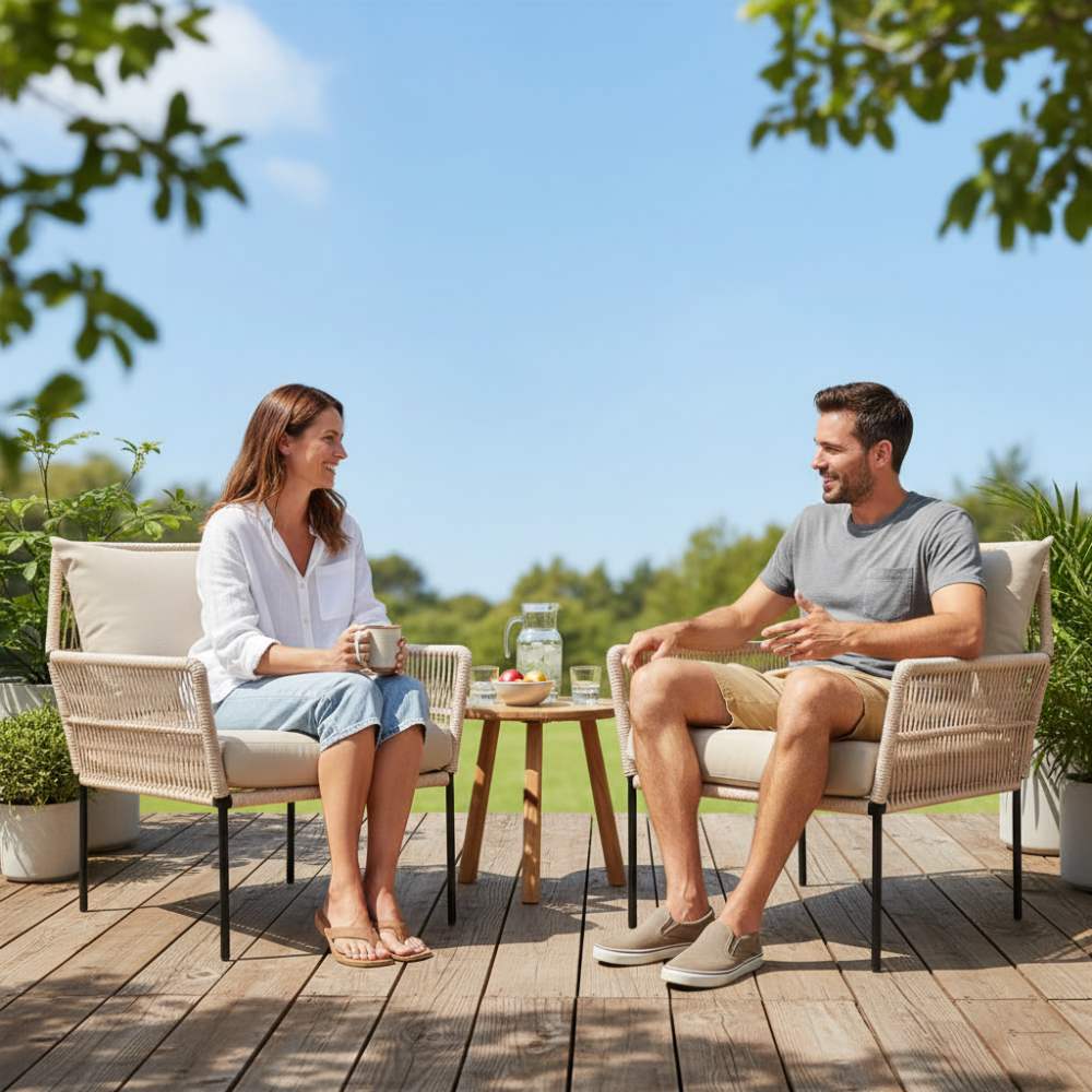 Fauteuil en corde tressée bohème Beige | Collection TANA