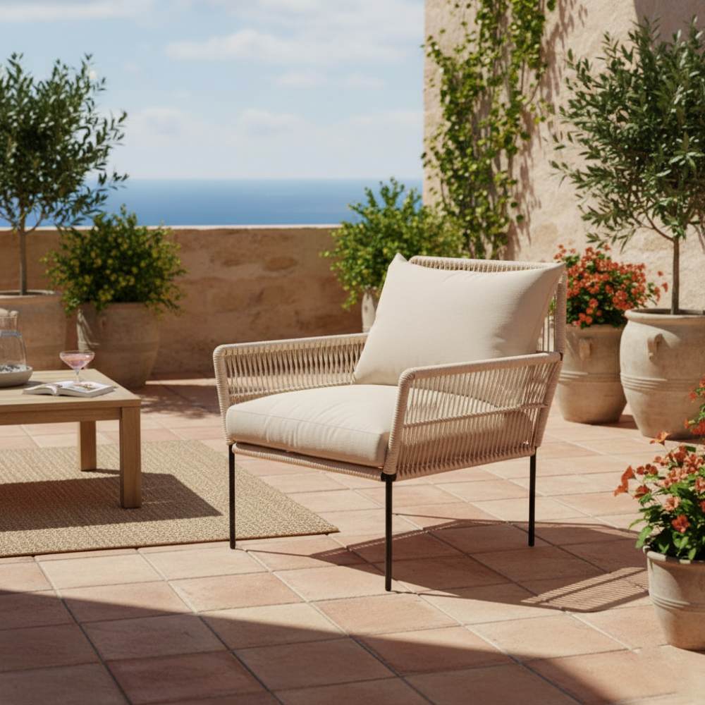 Fauteuil en corde tressée bohème Beige | Collection TANA