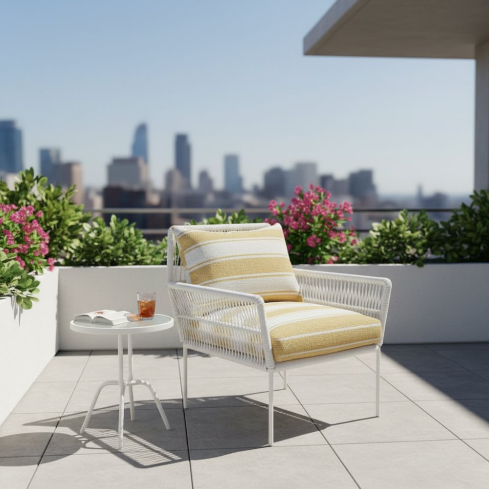 Fauteuil en corde tressée bohème Blanc | Collection TANA