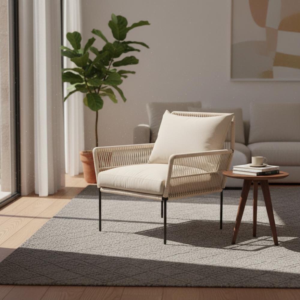 Fauteuil en corde tressée bohème Beige | Collection TANA