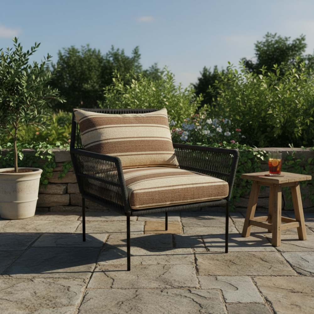 Fauteuil en corde tressée bohème Anthracite | Collection TANA