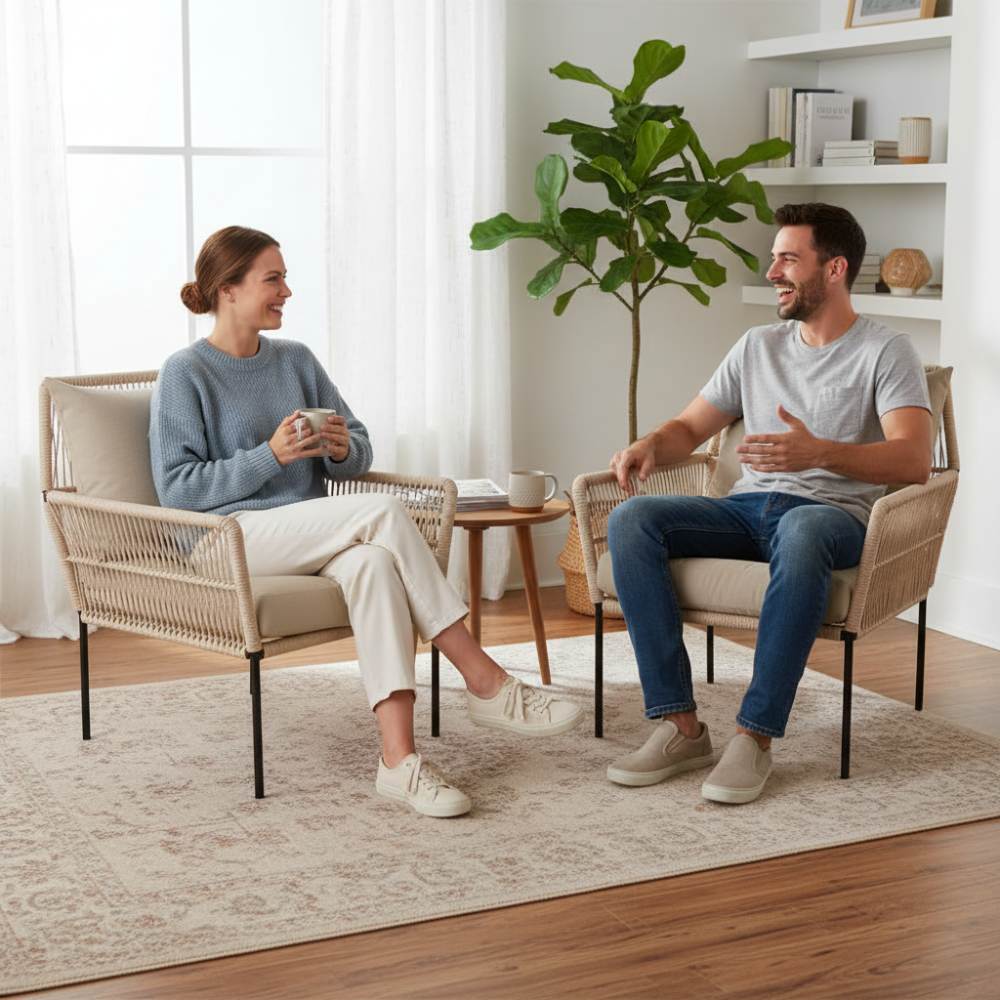 Fauteuil en corde tressée bohème Beige | Collection TANA