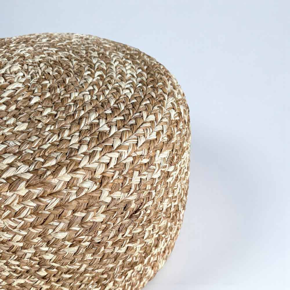 Grand Pouf en Raphia tressé bohème Cannelle