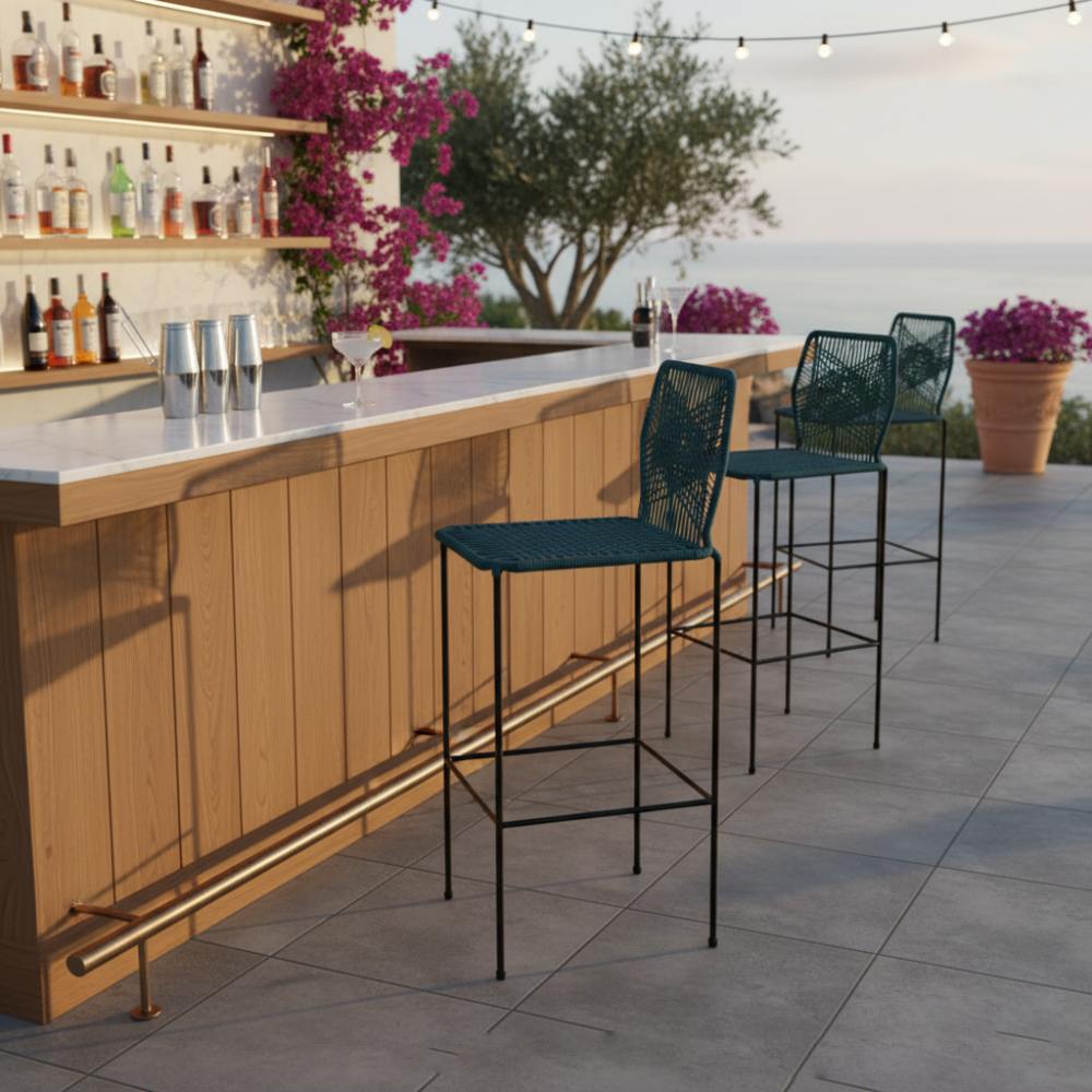 Chaise de bar design en nylon Bleu Lagon | Collection Sambava