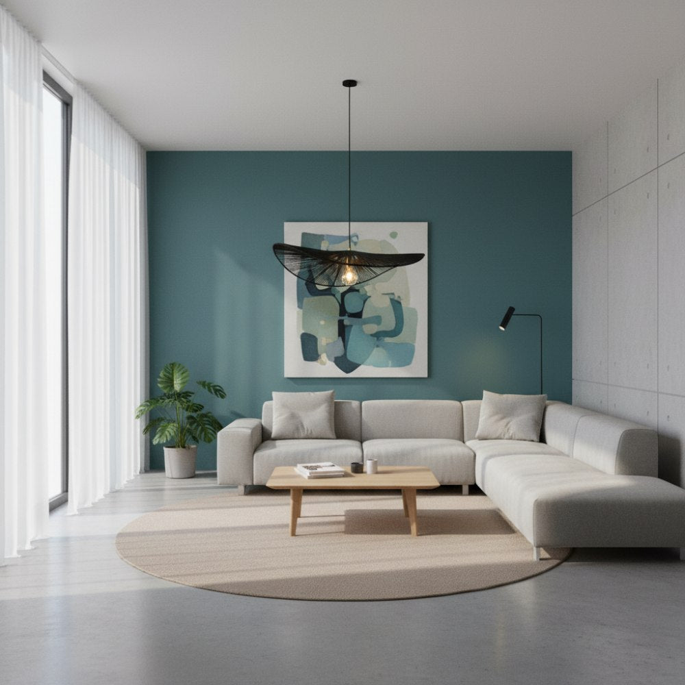 Suspension en corde naturelle bohème chic Noir | Collection MANAKARA