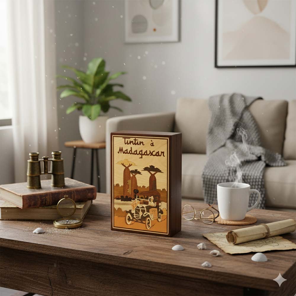 Boite de rangement en bois Tintin à Madagascar |  Voyage en voiture