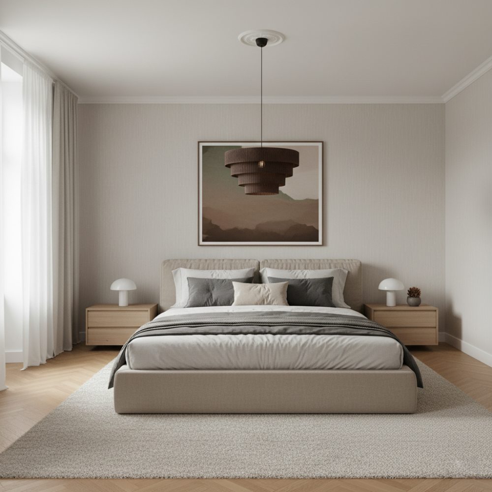 Plafonnier raphia Chocolat | Collection SAMBAVA