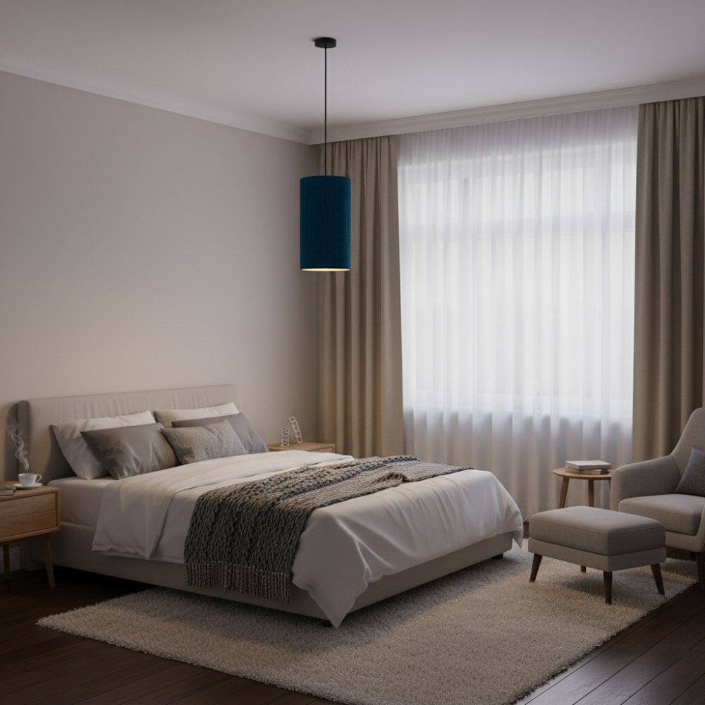 Plafonnier cylindrique bohème Bleu Lagon | Collection ANTALAHA