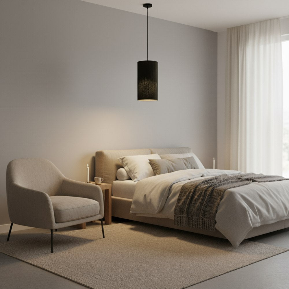 Plafonnier cylindrique bohème Noir | Collection ANTALAHA