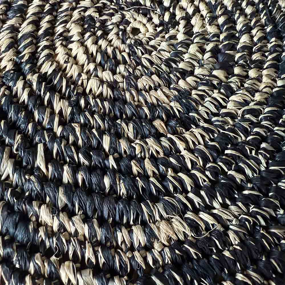 Pouf Moyen en Raphia tressé bohème Bicolore