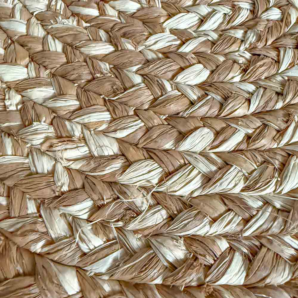 Grand Pouf en Raphia tressé bohème Cannelle