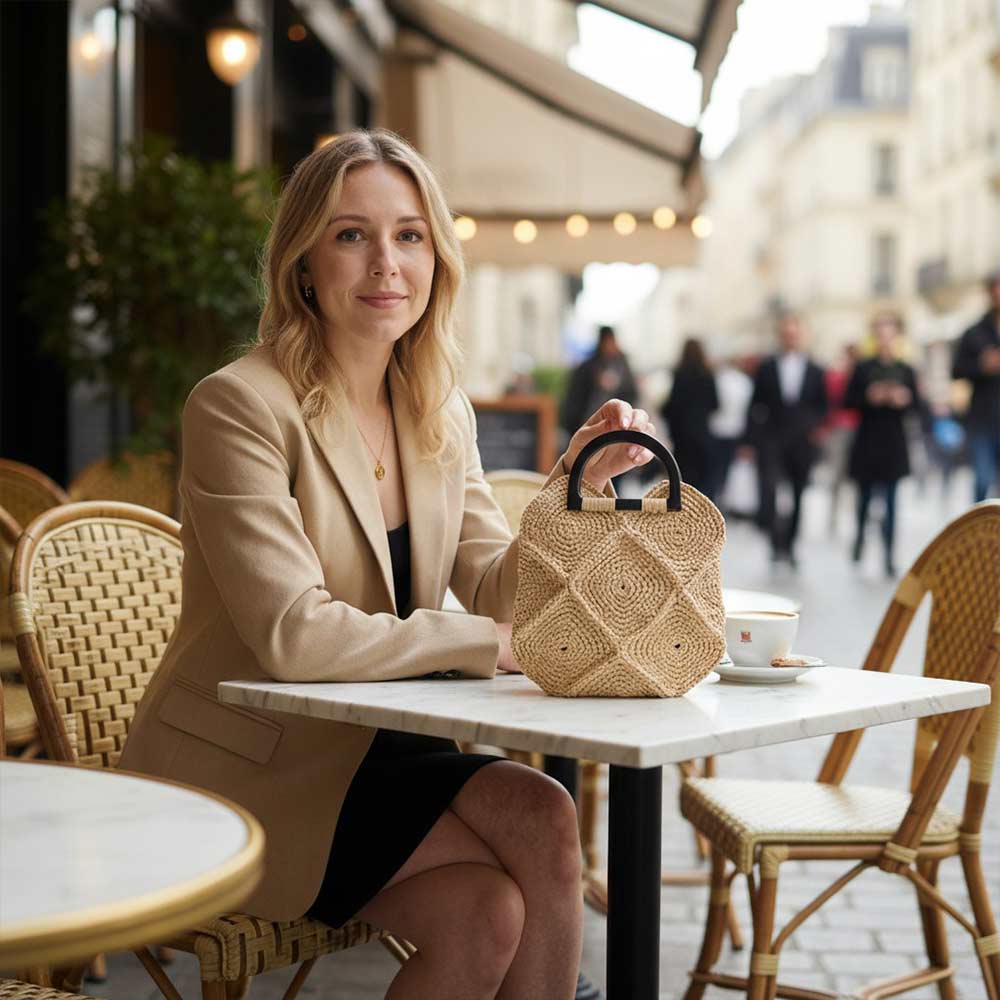 Sac à main en raphia Naturel fait main | Collection Antananarivo