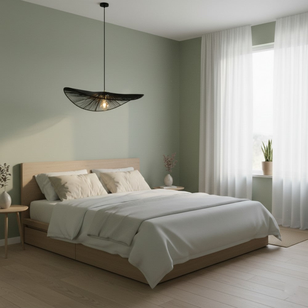 Suspension en corde naturelle bohème chic Noir | Collection MANAKARA