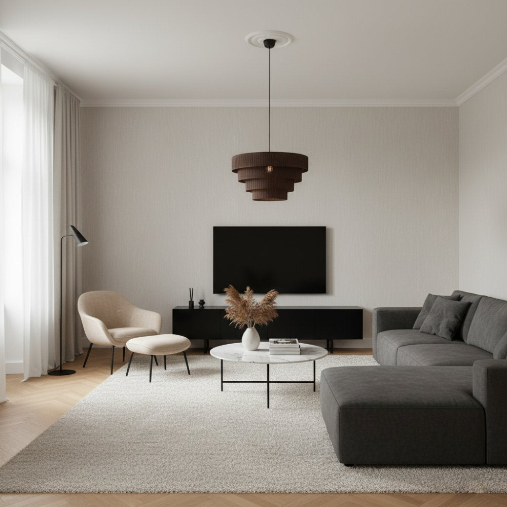 Plafonnier raphia Chocolat | Collection SAMBAVA