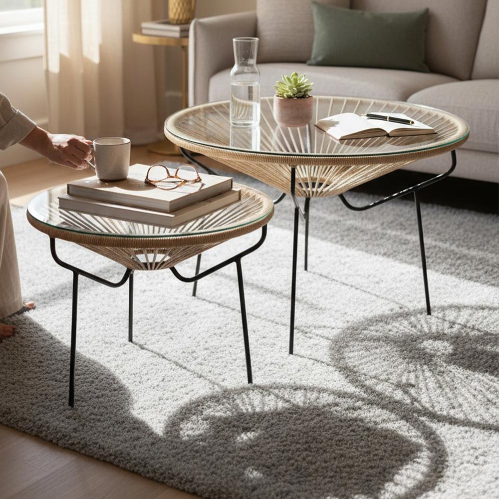 Table basse ronde Bleu Roi - bohème chic | 60cm